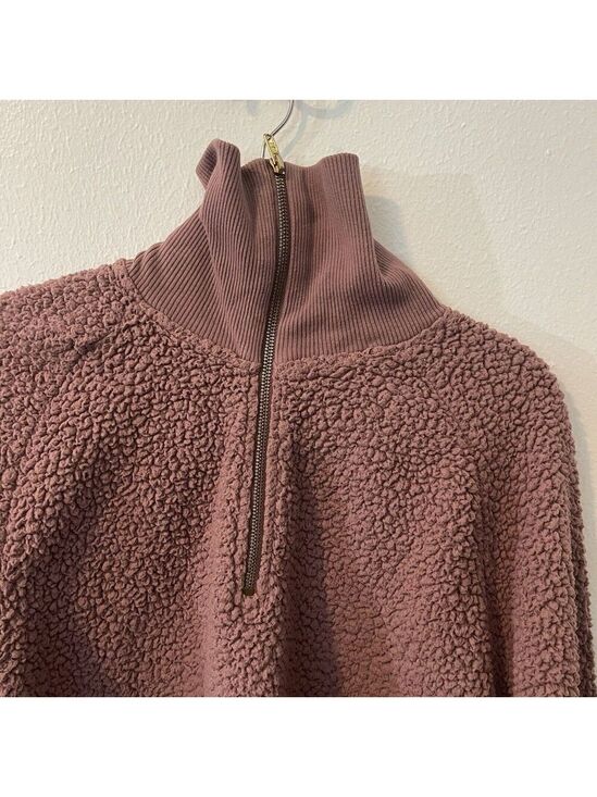 Victoria's Secret Jackets & Blazers - Victoria Secret Pink 1/4 Zip Cropped Pullover Mauve Sherpa Sweater Jacket Sz M